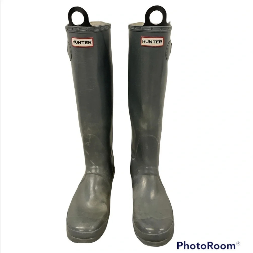 Hunter Original Gloss Tall Rain Boots gray US 7 Male/ 8 Female unisex